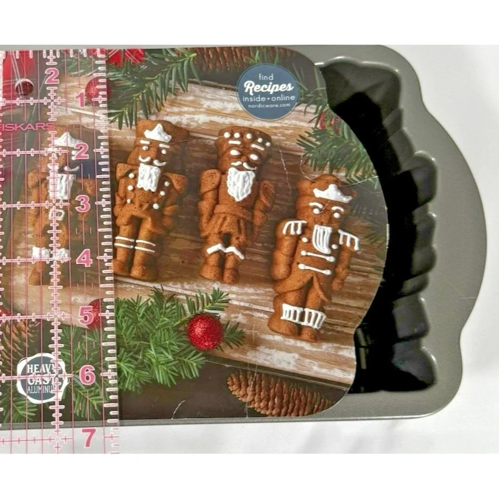Nordic Ware Nutcracker Sweets Cakelet Pan Silver Cast Aluminum 92977